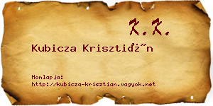 Kubicza Krisztián névjegykártya
